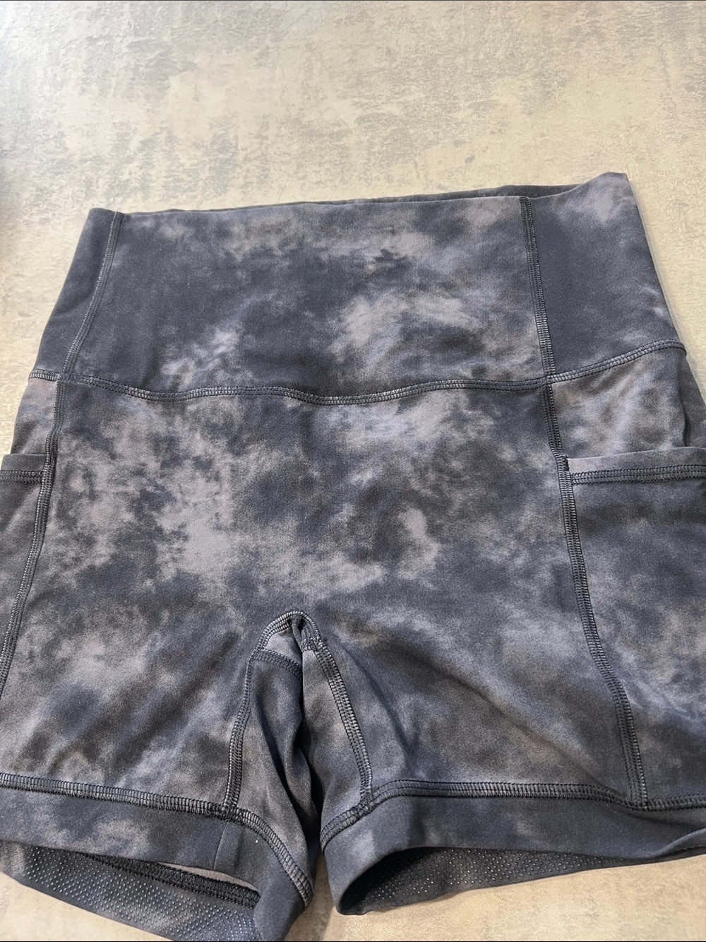 SHEIN Gray Tie-Dye High-Waist Bike Shorts